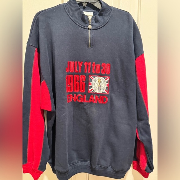 adidas Navy and Red England Men's Zip Up Sweater